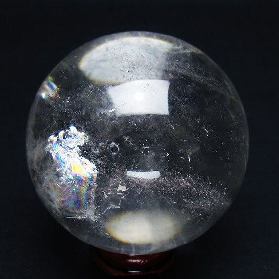 水晶 丸玉 虹入り 56mm スフィア 置物 水晶玉 一点物 151-8785