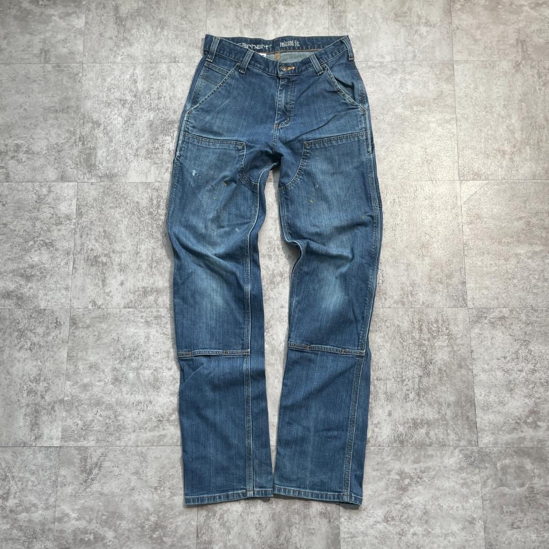 10s メキシコ製 デニム ダブルニー Carhartt カーハート 30×34 | ib2