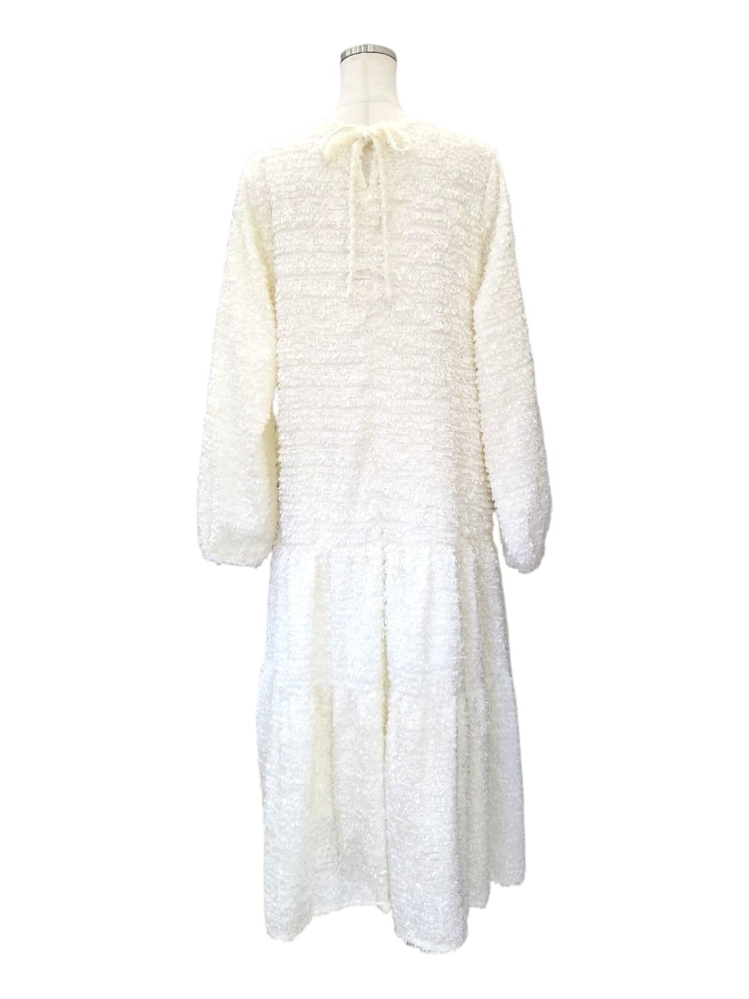 フリンジジャガードティアードワンピース ivory | amin pur