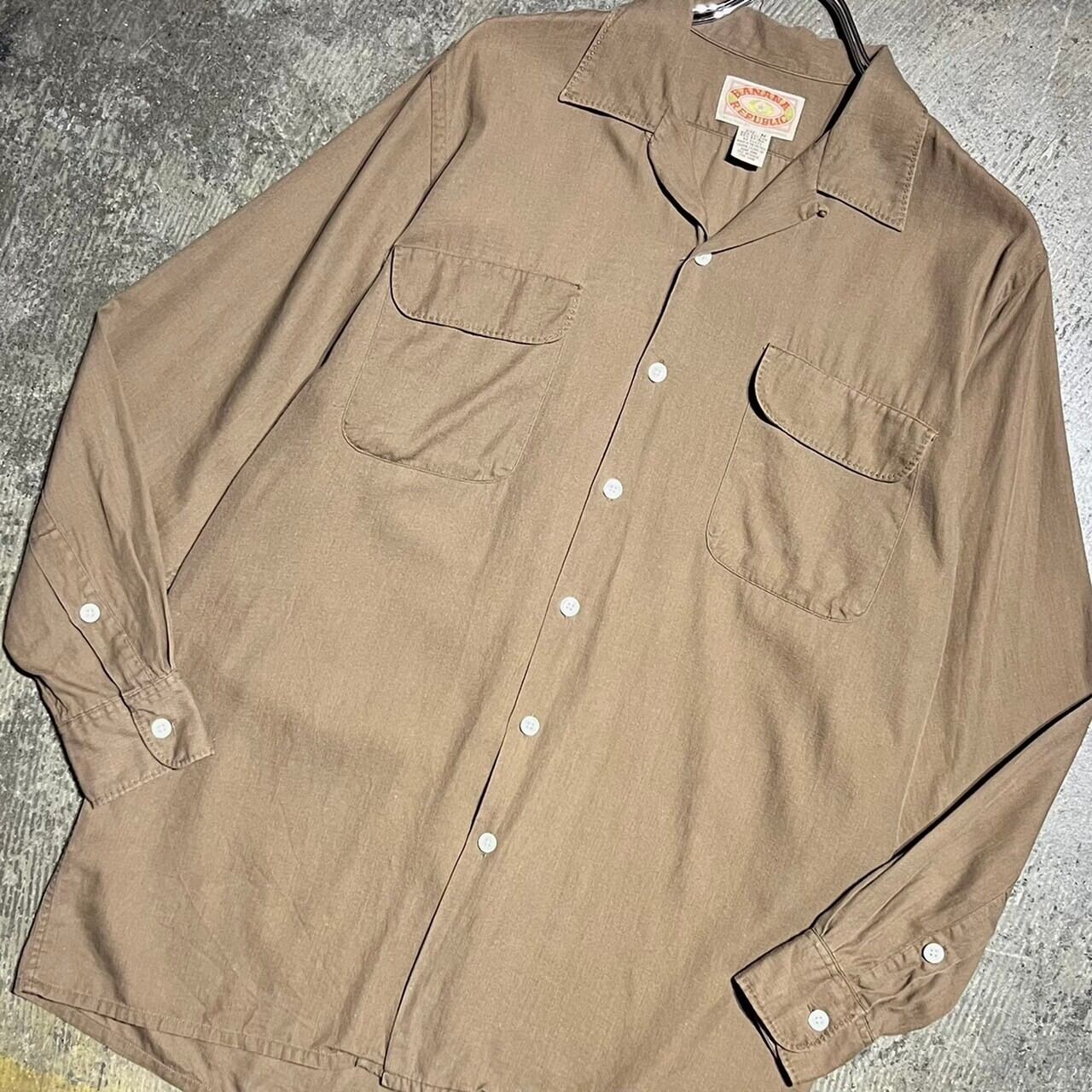 80s BANANA REPUBLIC Cotton×Rayon Open Collar Shirt 