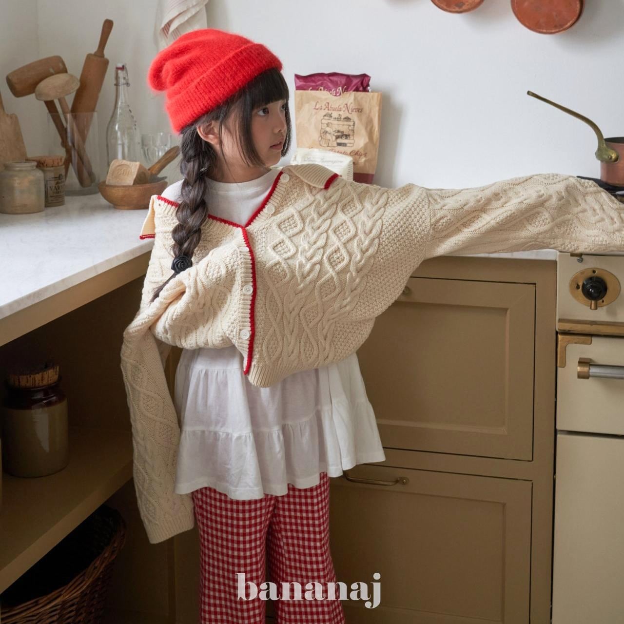 «sold out»«ジュニアサイズあり»«Banana J» ハニーニットカーディガン 2colors