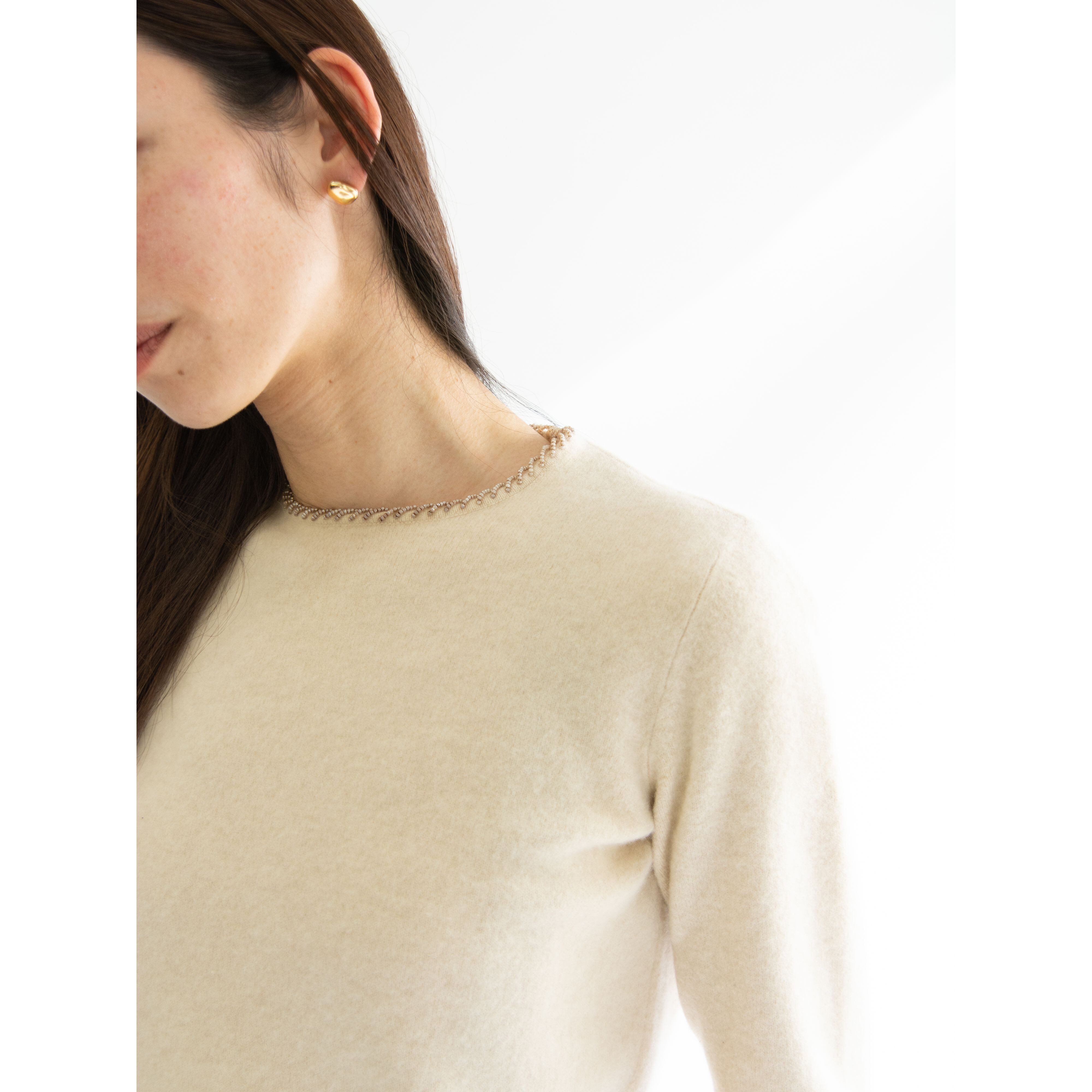 【Les Copains CLASSIC】Made in Italy wool-silk-cashmere crewneck sweater(レコパン イタリア製 ウールシルクカシミヤ クルーネックニットプルオーバー セーター)11d