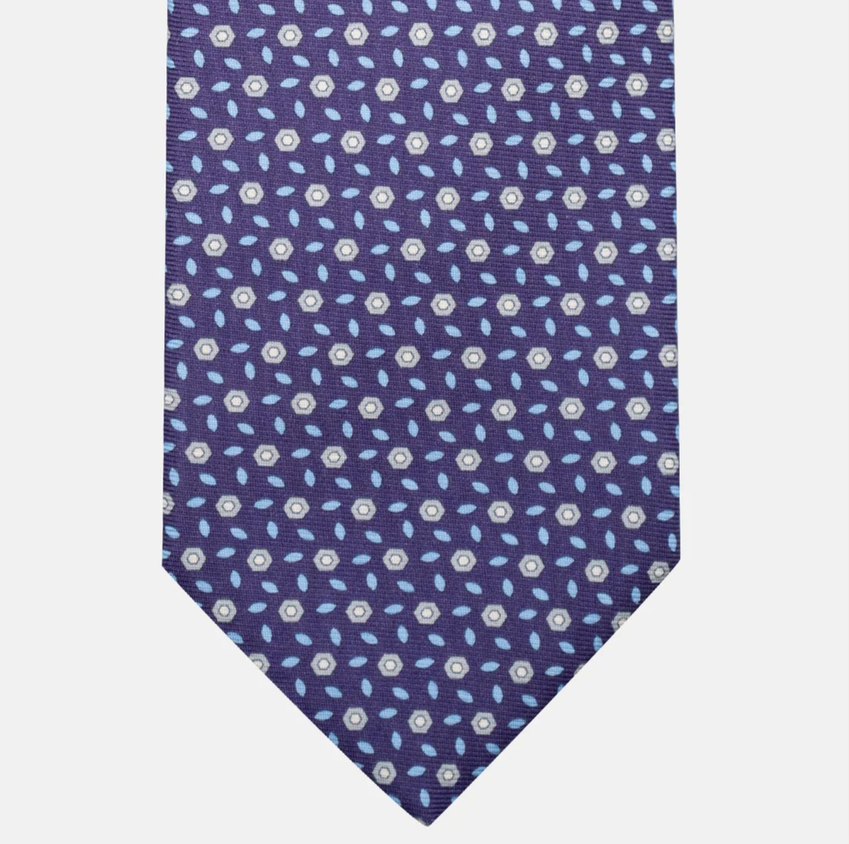 3-Fold Silk Tie, Floral Pattern, Light Blue - JA057079-7