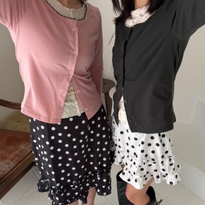 リブフリルボタンカーディガントップス_LN03776