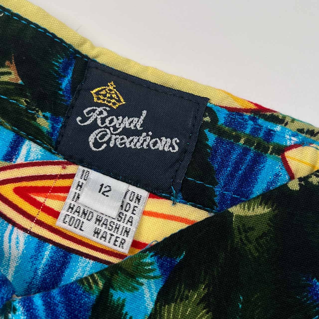 90s Royal Creations ロイヤルクリエーションズ マリン柄 ヤシの木 レーヨン 半袖 アロハシャツ ハワイアンシャツ 12/マルチ メンズ ビンテージ