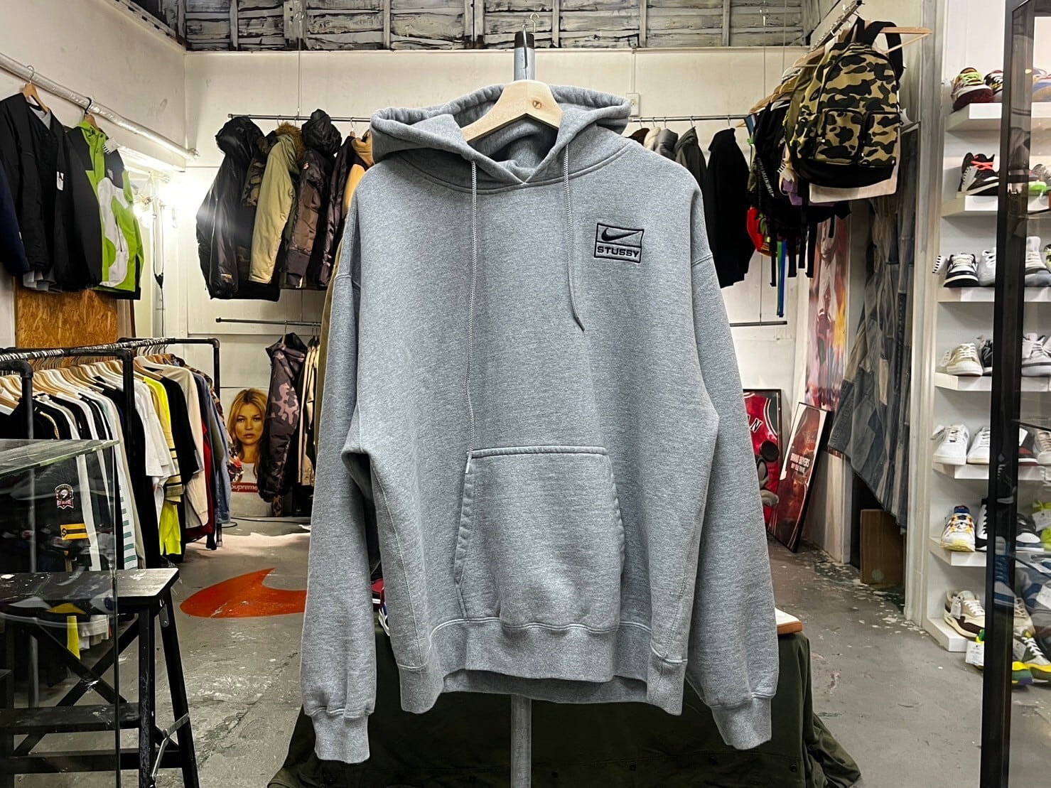 NIKE × STUSSY NRG WASHED SWEAT HOODIE DJ9488-063 GREY SMALL 83084  