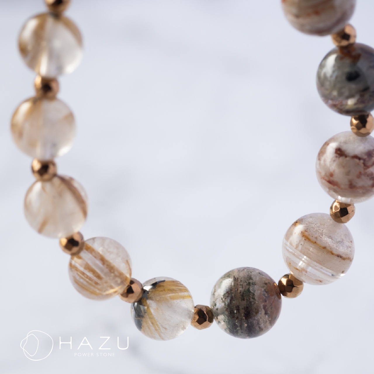 あらゆる財を豊かにする金運ブレス［ガーデンクォーツ／ルチルクォーツ／シトリン／ヘマタイト］