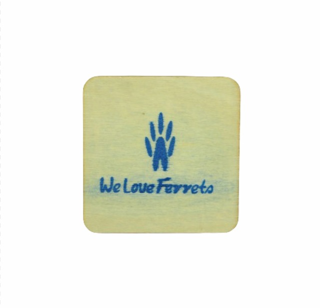 We Love Ferrets 木製 木製コースター (100mm x 100mm) サージング加工風