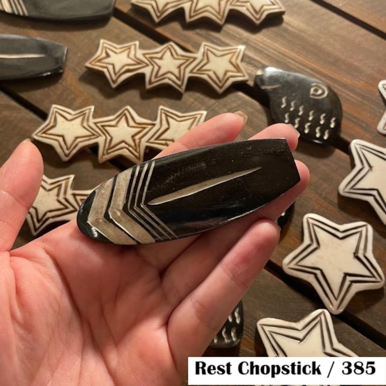BONE 箸置き ロングボード ブラック / chopstick rest long board black 水牛骨 サーフボード キッチン雑貨 ハンドメイド 手作り 一点もの ギフト プレゼント
