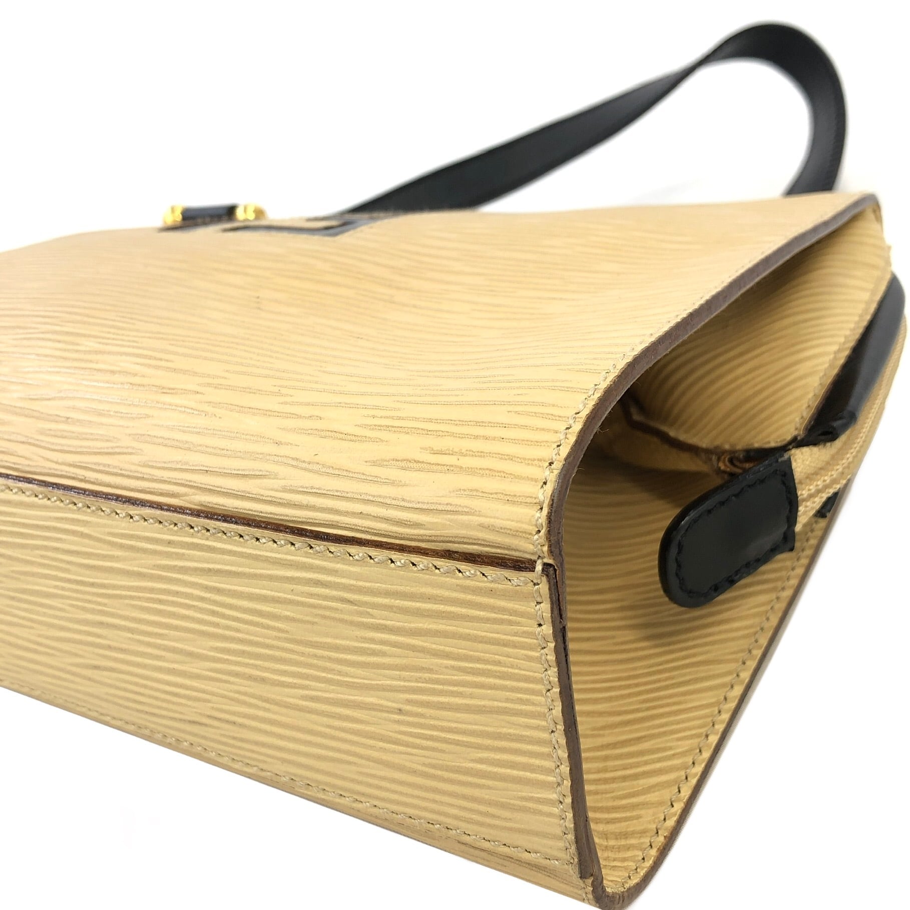 FENDI フェンディ FFロゴ エピ レザー ハンドバッグ ベージュ vintage