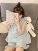 ルームウェア パジャマ レディース 2023 新入荷 部屋着 春夏 パジャマ 韓国 ノースリーブ 木耳縁 タンクトップ +半ズボン 2点セット