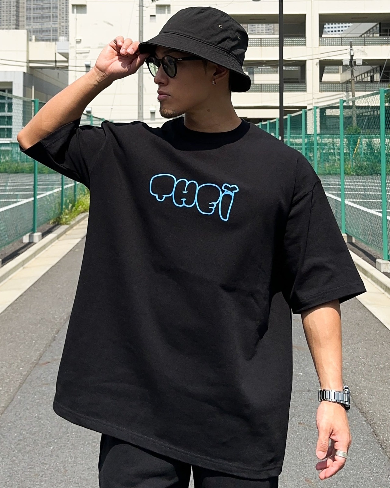 BUBBLE MAGNUM WEIGHT BIG SILHOUETTE T-SHIRT - BLACK