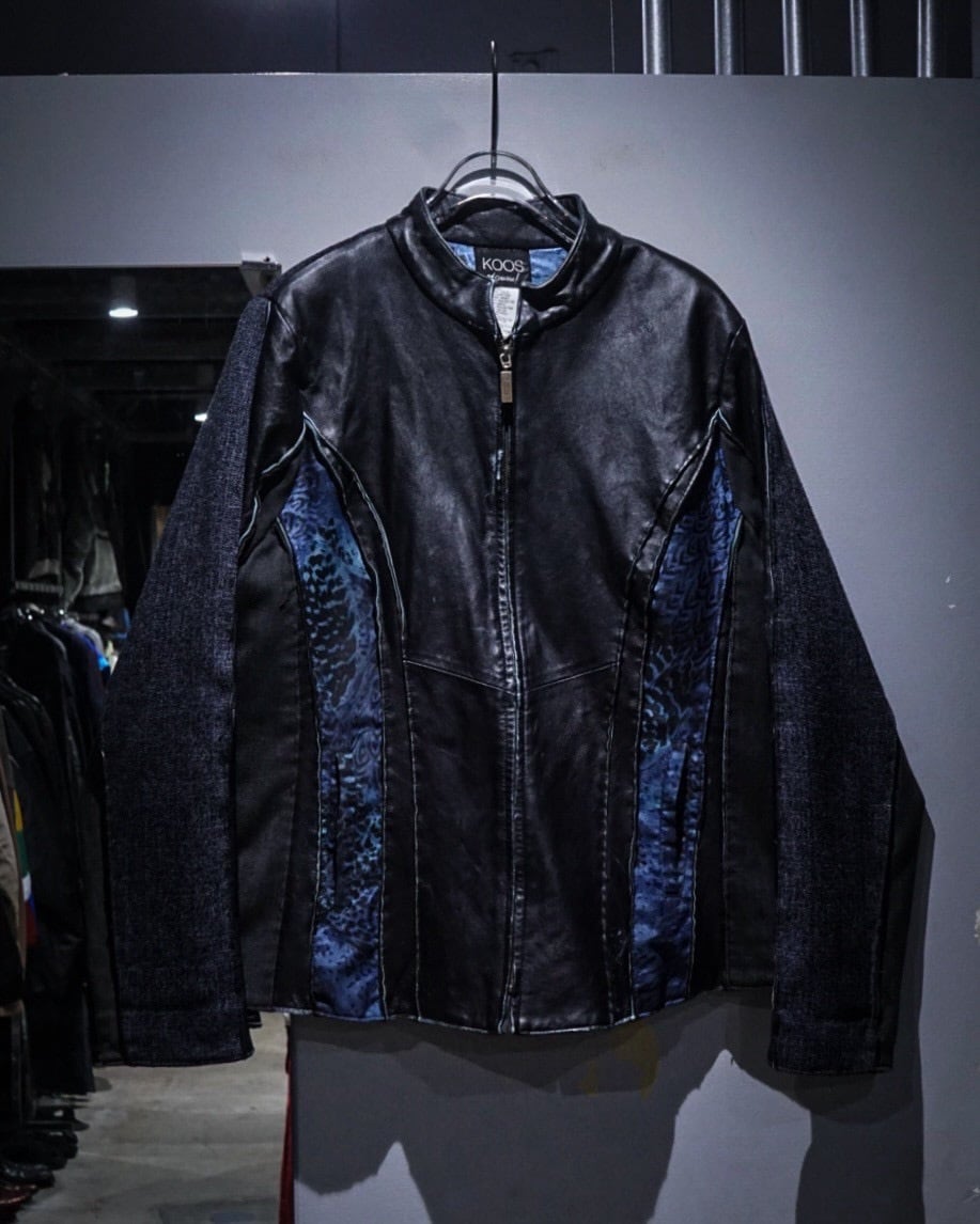add (C) vintage】“KOOS” Leather Swiching Zip Up Jacket | Caka(カカ