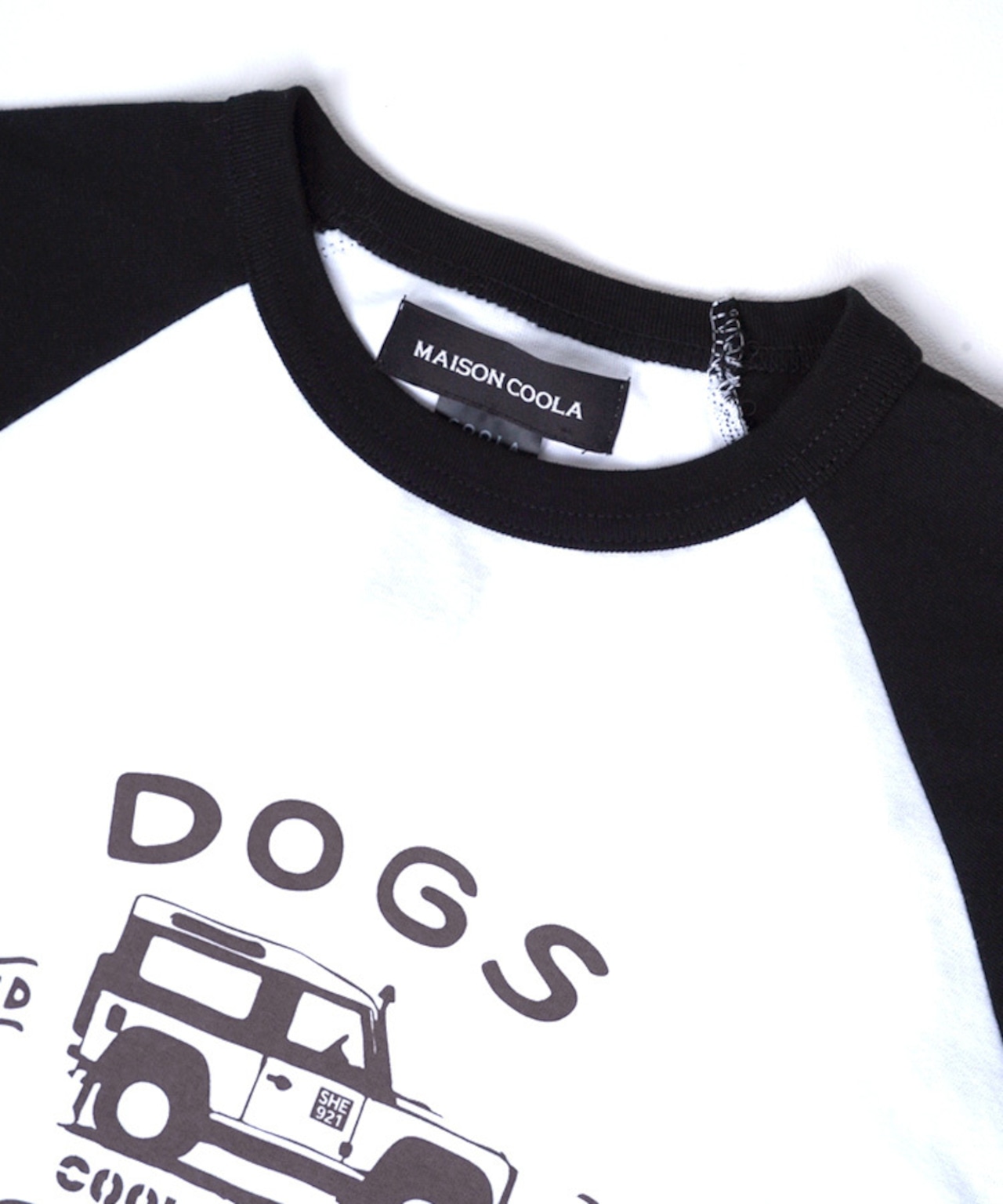 DOGS LOVERSプリントラグランスリーブTシャツ (BLACK)　CQ-49021