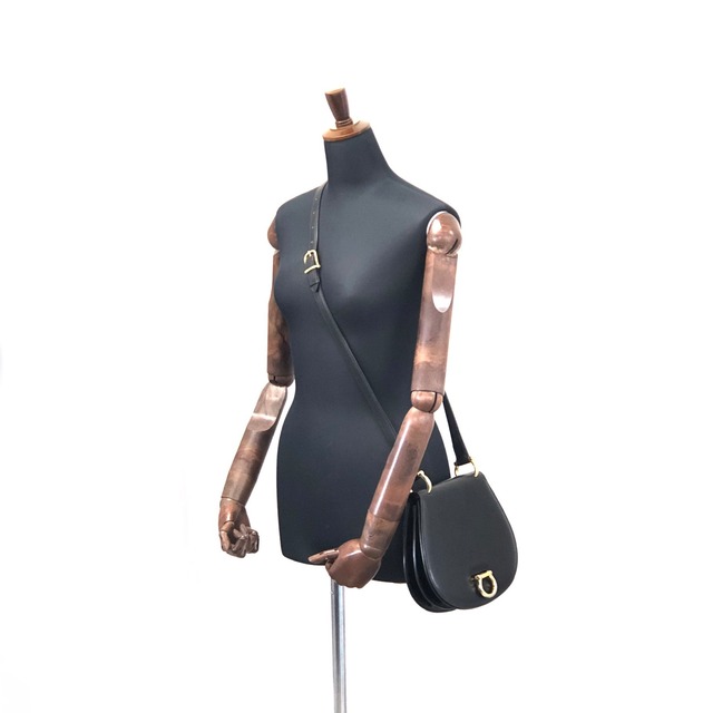 CELINE セリーヌ ホースビット レザー ラウンド ショルダーバッグ ブラック vintage ヴィンテージ オールドセリーヌ 5ec6bk