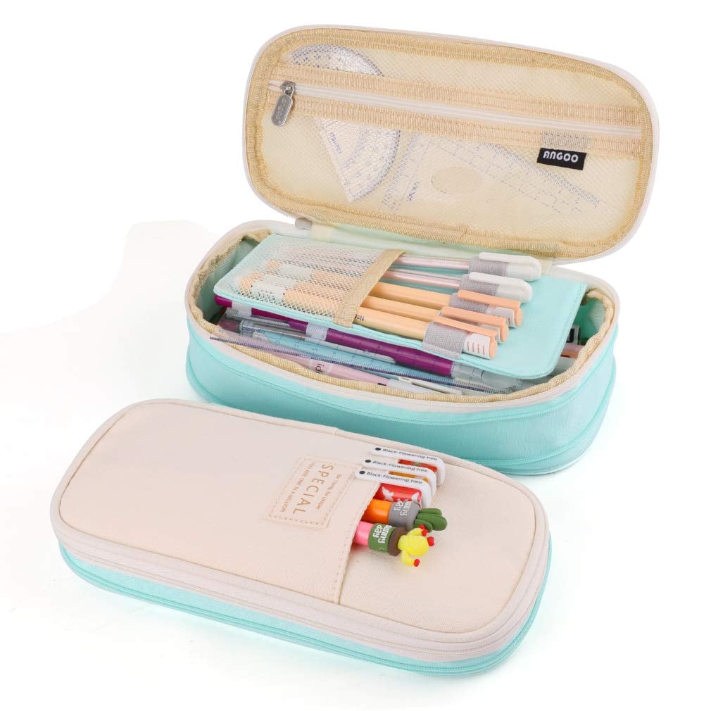 【努力特価】iSuperb ペンケース ペンポーチ 筆箱 筆入れ デザイン 収縮でき 高校生 かわいい 中学生 人気 少女 女の子 シンプル 大容量 文具ポーチ 学生用 事務用品 (グリーン)