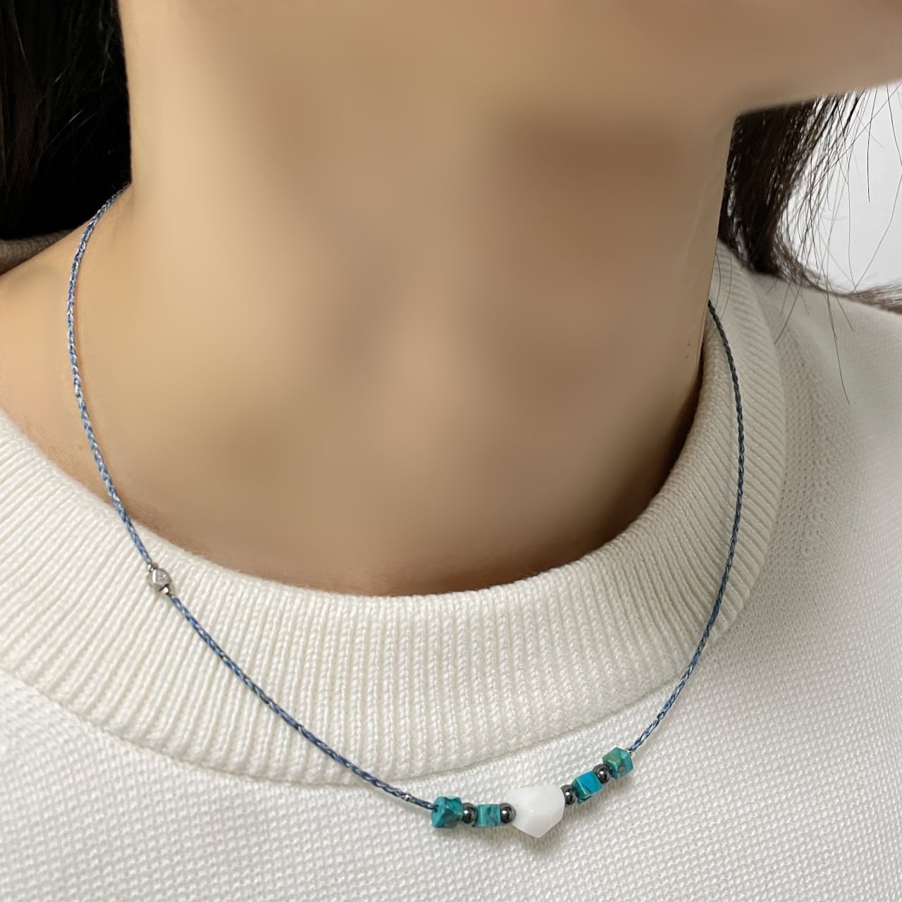 白珊瑚/天然石/手織り絹糸/ネックレス | ChocoRal Jewelry