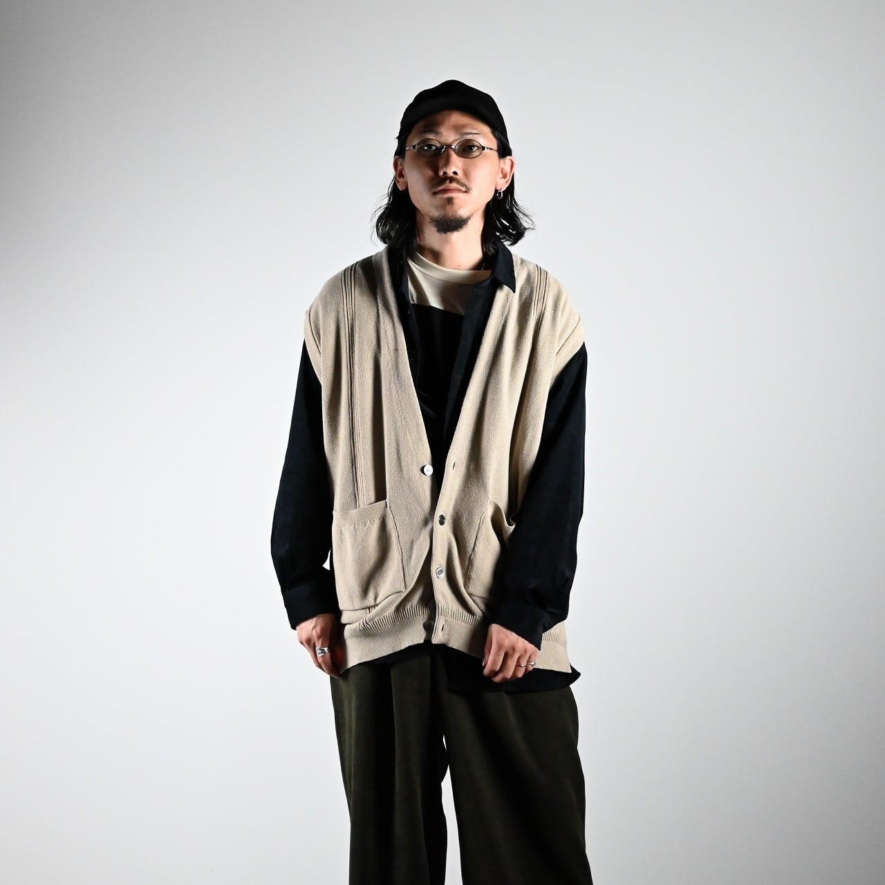 26SS YASHIKI ヤシキ Shirotsume V-neck Vest YASHIKI / GANKO別注 ×Shirotsume V-neck Vest(kibata) | GANKO