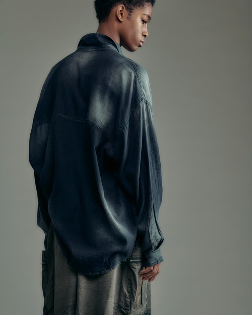 ADAM PATEK aging sheer denim  shirt (BLK) AP2615008