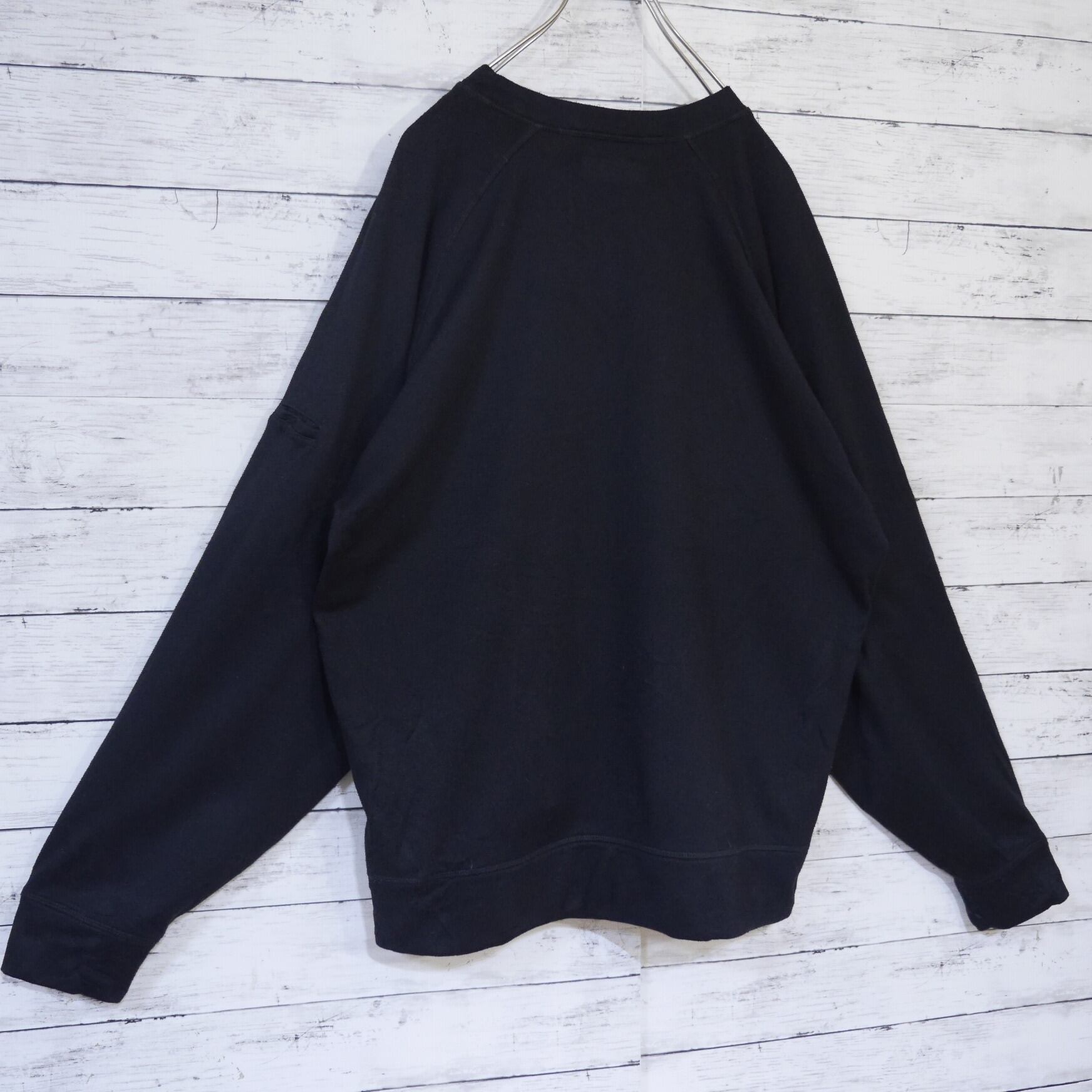 90s ラッセルアスレチック スウェットトレーナー ブラック L 無地 前V