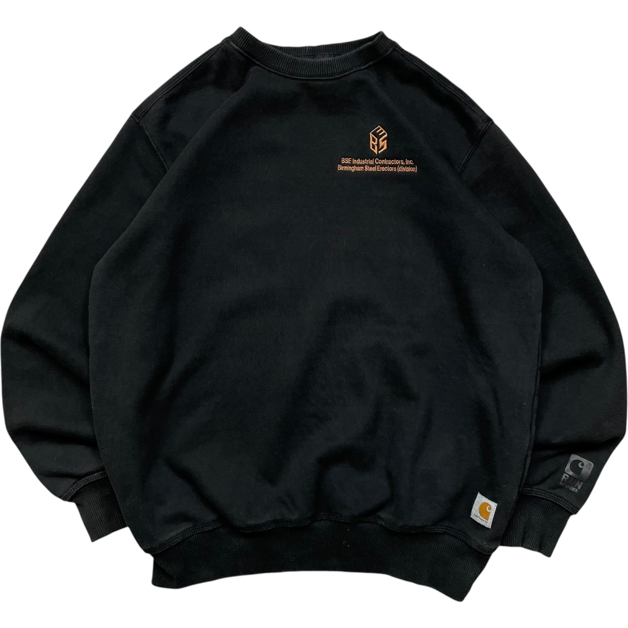 《M》 Carhartt カーハート スウェット ワンポイント 刺繍 企業ロゴ ブラック no.5616