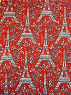 USA 輸入ファブリック Michael Miller マイケルミラー エッフェル塔 コットン レッド 総柄 カルトナージュ