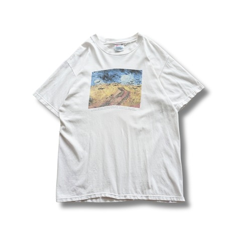 1999 Van Gogh's "Wheatfield with Crows" 両面アートプリントTシャツ Hanes BEEFY-T（表記M・実寸M相当）｜NA850
