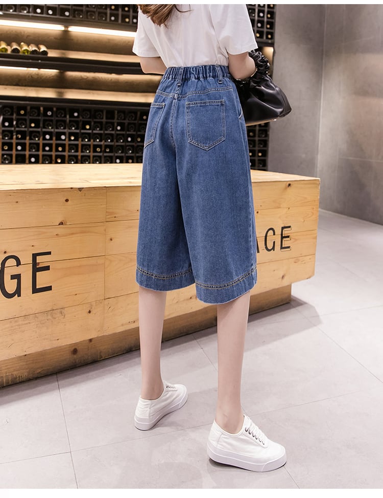 ボトムス ワイドパンツ ガウチョパンツ デニムパンツ 膝丈 ひざ