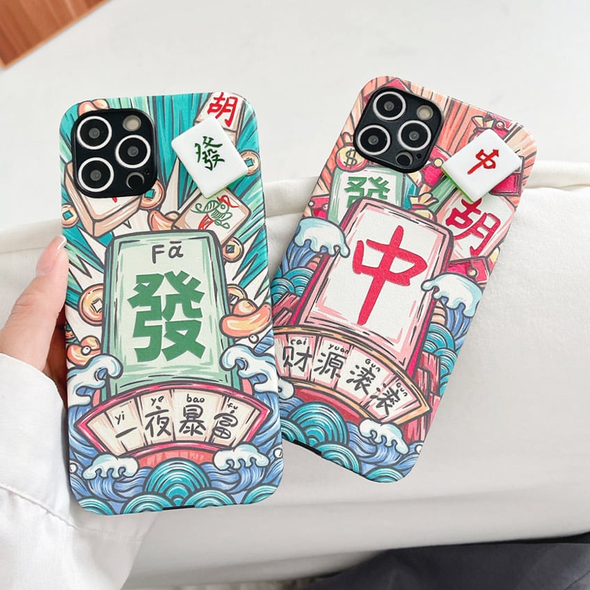 發 麻雀 スマホケース 】 Chinese mahjong iPhone cases and