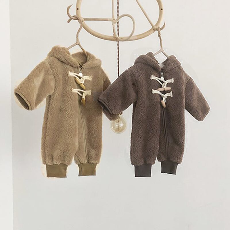 【BABY】二色 無地起毛ロンパース