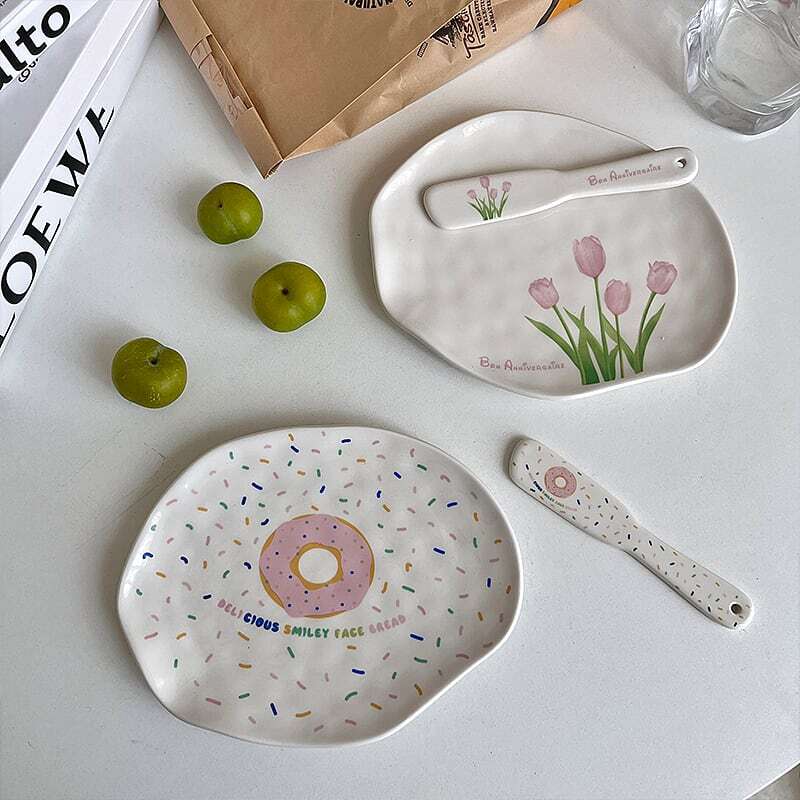【PLATE】ドーナツORチューリップロゴセラミックプレート スプーン付き