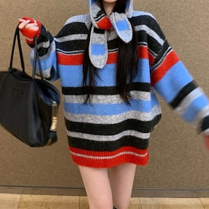 border colorful oversize knit 2litr05920