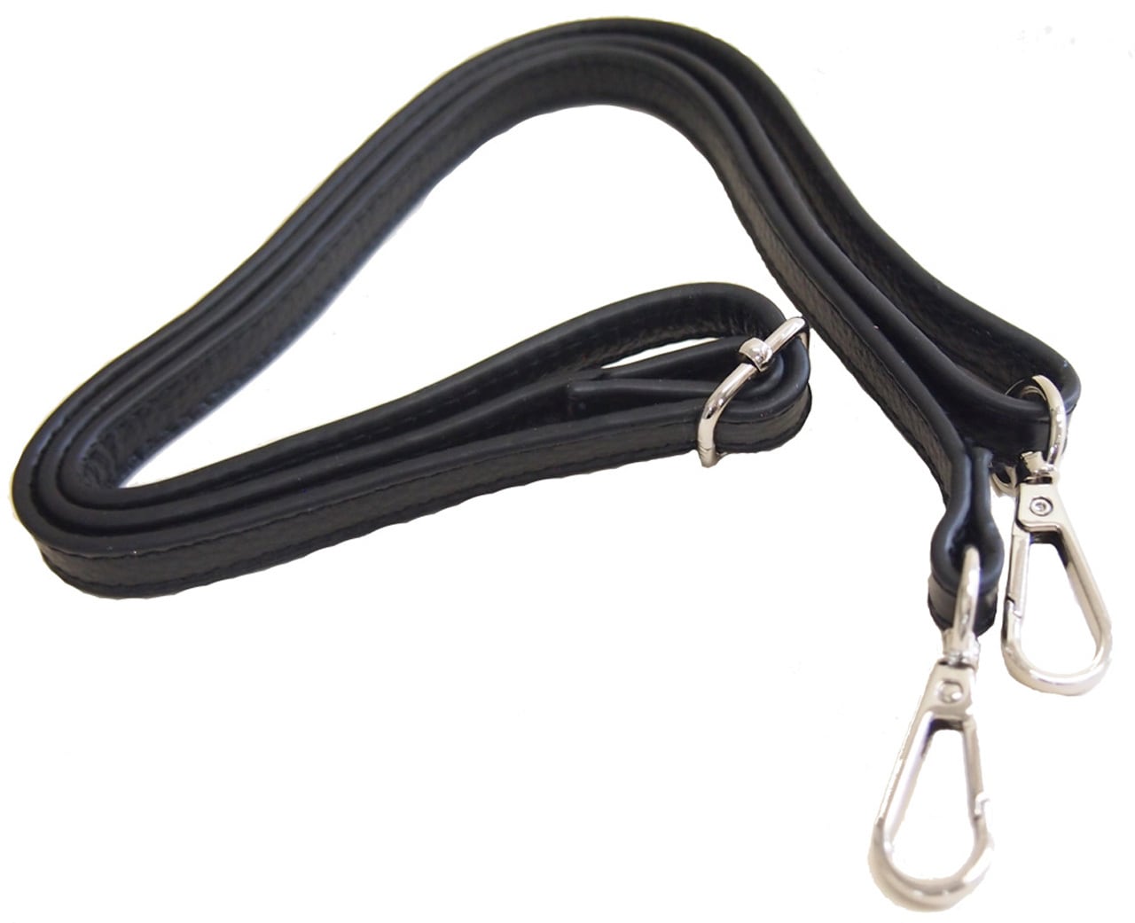 ショルダーストラップ ブラック シルバー金具 調節可能 幅広 レザー 黒