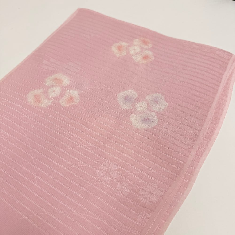 夏帯揚げ 新品 夏用 帯揚 ピンク 小紋 紬 訪問着 普段着用 礼装用 正絹 絹100% 和装小物 5741