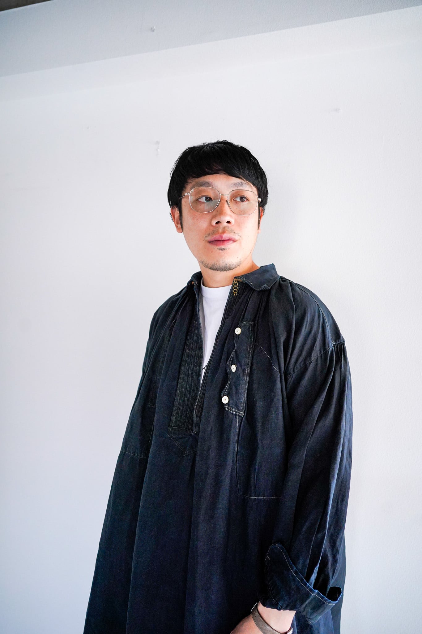 【1910-20s】 "Biaude, French Antique" Indigo Linen Pullover Smock / 6-37