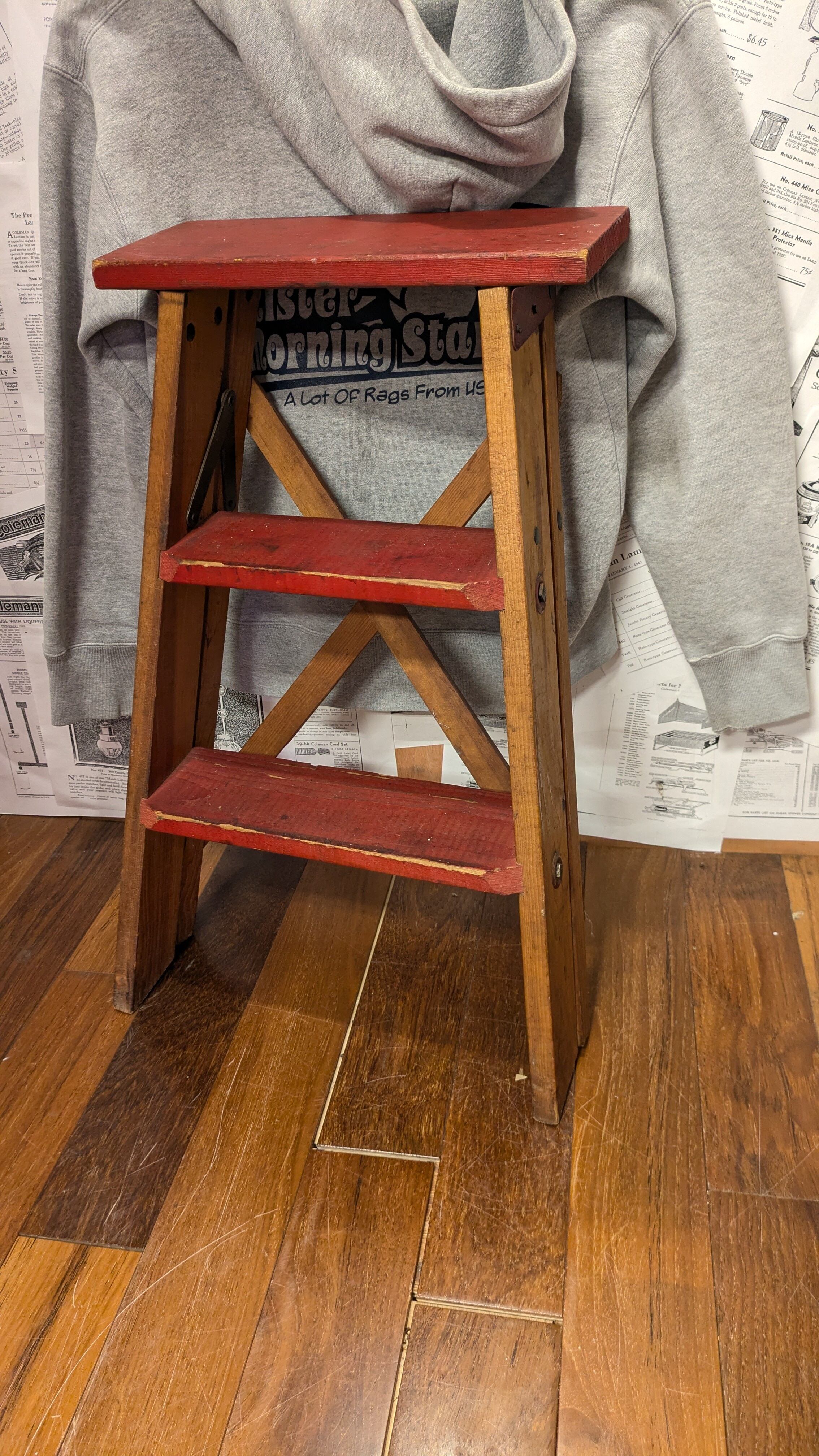 Vintage Wood Stepladder Stand USA Antique Ladder ビンテージ ウッド