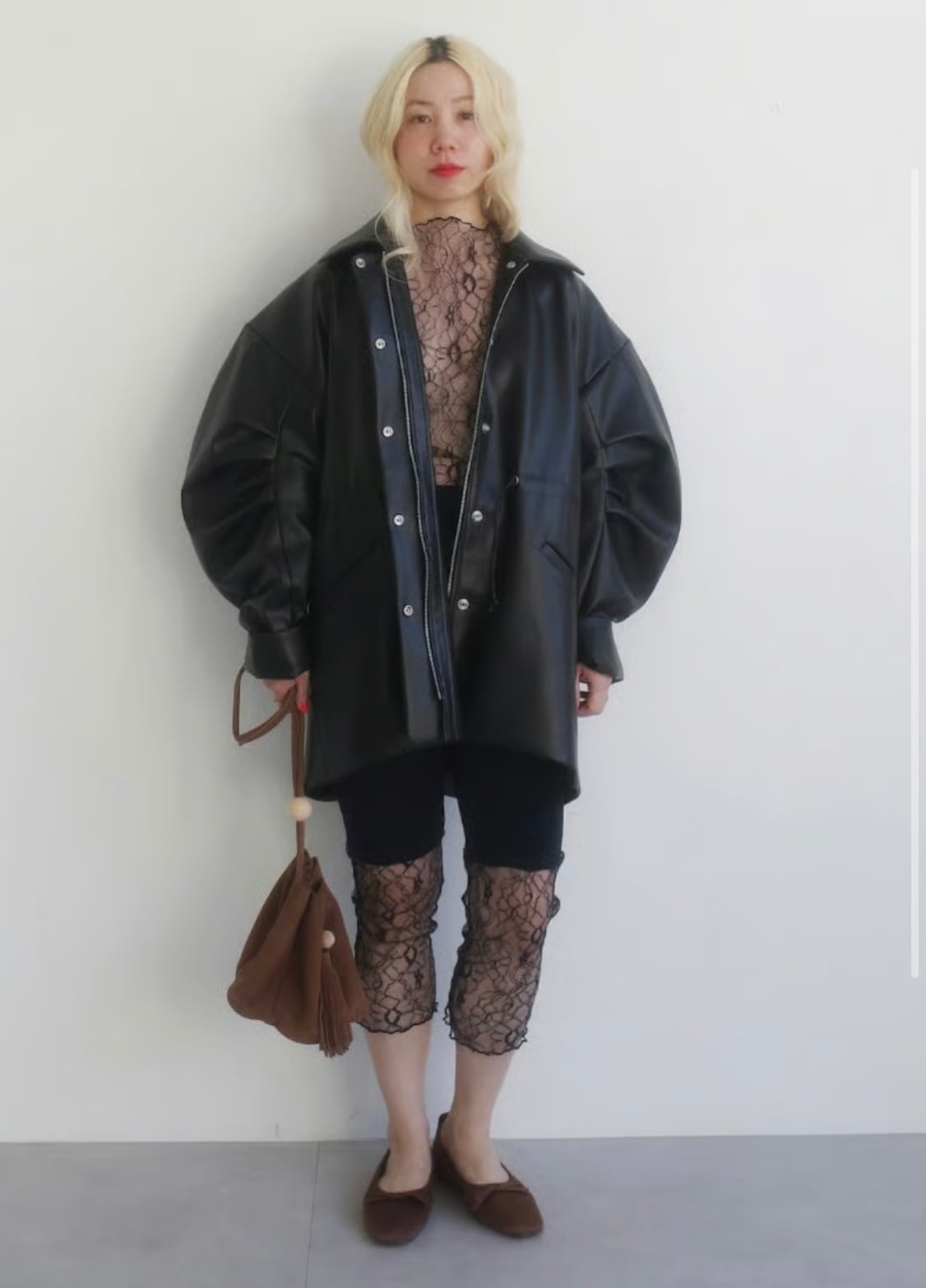 DECO fake leather open jacket | AAR