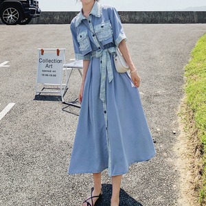 【RL435】2way Different Material One-piece（2way異素材ワンピース）