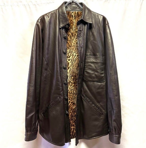 専用ページクロムハーツ レオパード切替 レザーデニム ワークジャケット ブラック CHROME HEARTS クロムハーツ レザージャケット レオパード | chromehearts