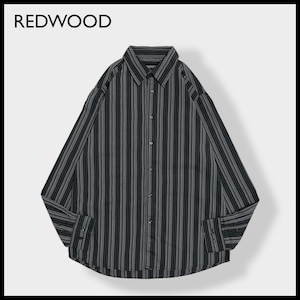 【REDWOOD】ストライプシャツ マルチストライプ マルチカラー 長袖シャツ カジュアルシャツ コットン 柄シャツ L ビッグサイズ 春物 US古着