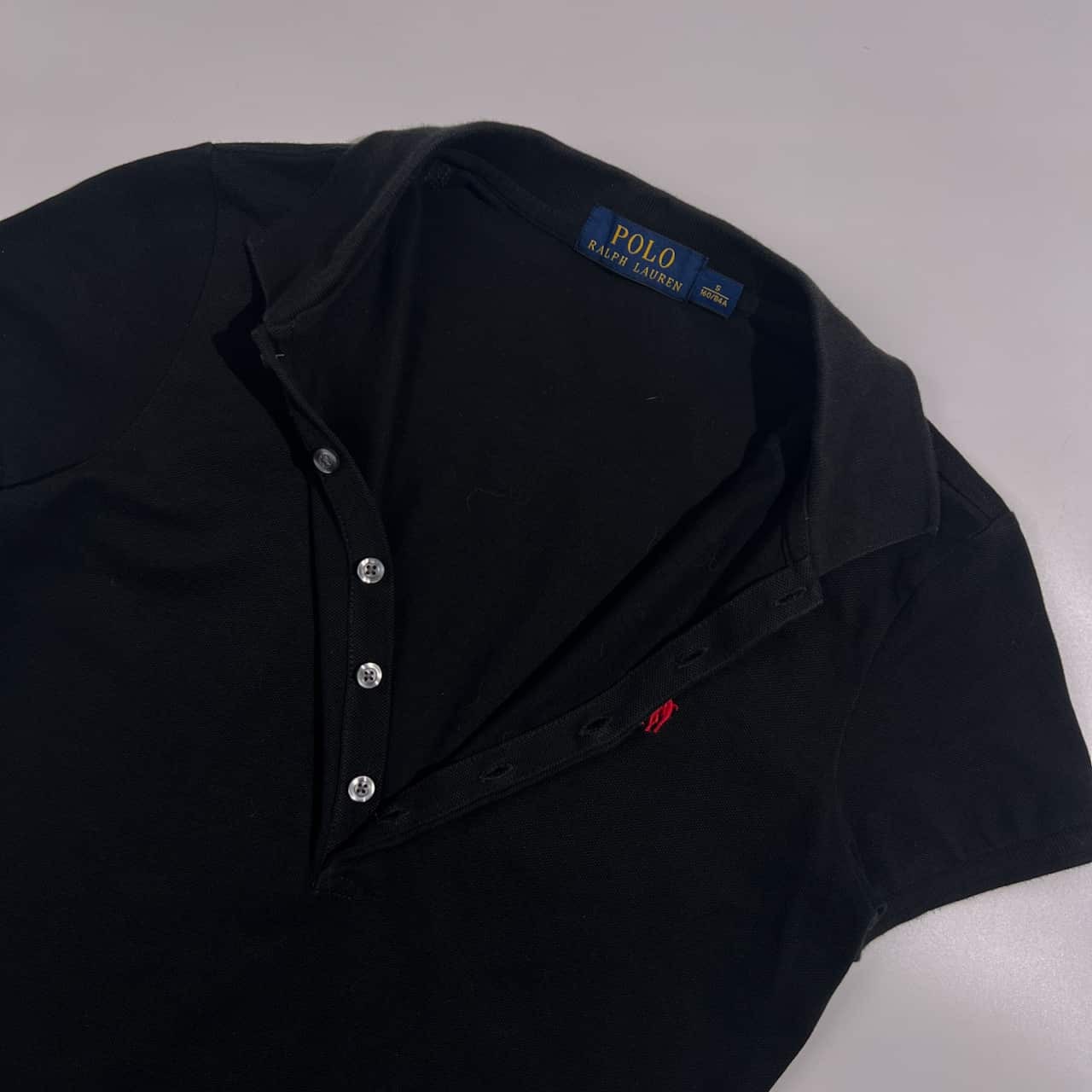 POLO RALPH LAUREN ポロ ラルフローレン 鹿の子 半袖 ポロシャツ S (160/84A) /ブラック系 レディース