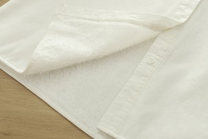 刺繍入りフリルスタンドカラー 裏起毛長袖シャツ H 28258