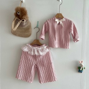 【BABY】韓国風　リボン付きセットアップ