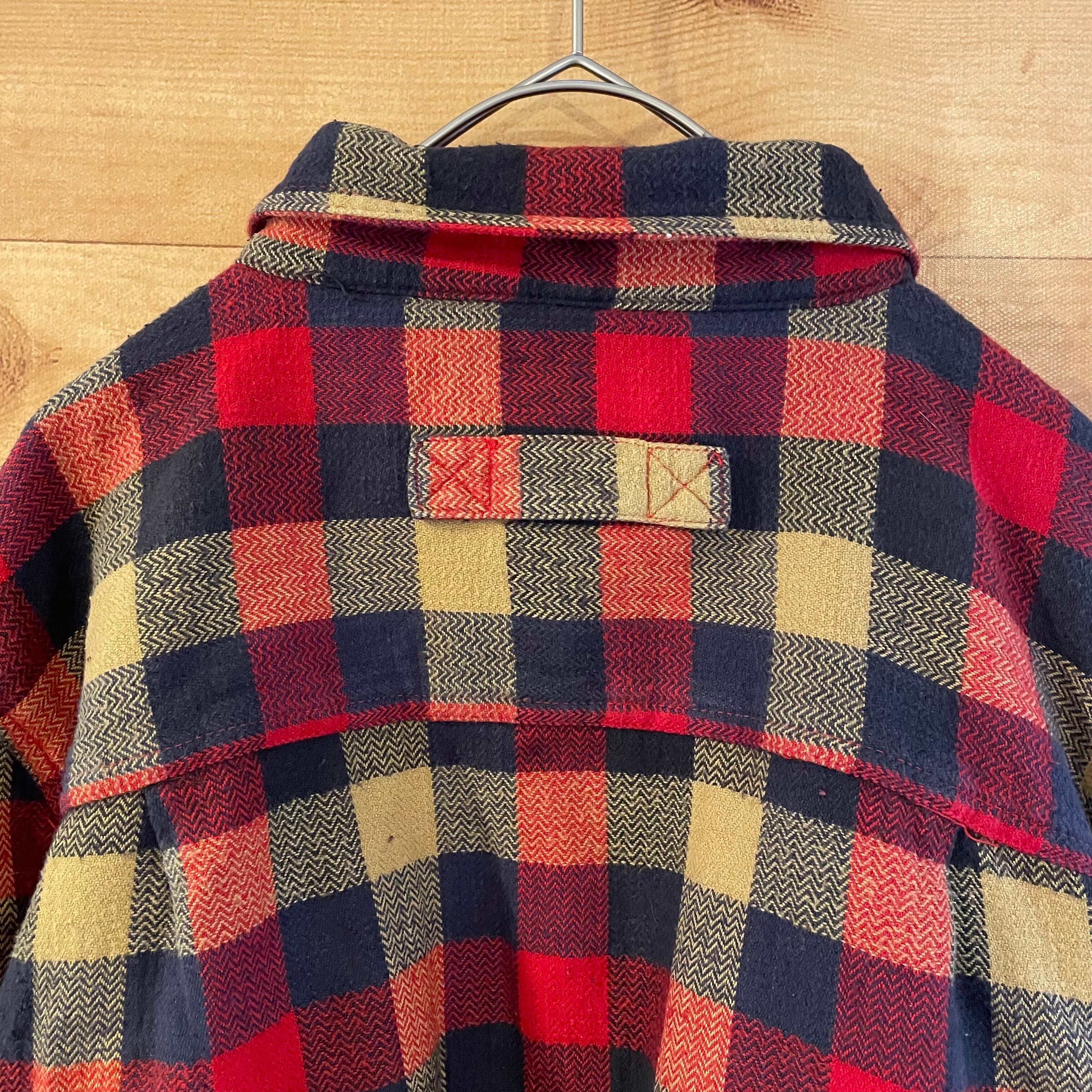 Woolrich】長袖シャツ ネルシャツ ブロックチェック 肘当て Lサイズ