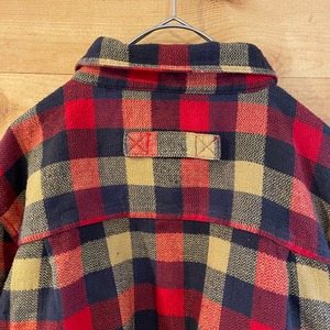 【Woolrich】長袖シャツ ネルシャツ ブロックチェック 肘当て Lサイズ ウールリッチ アウトドア US古着 アメリカ古着