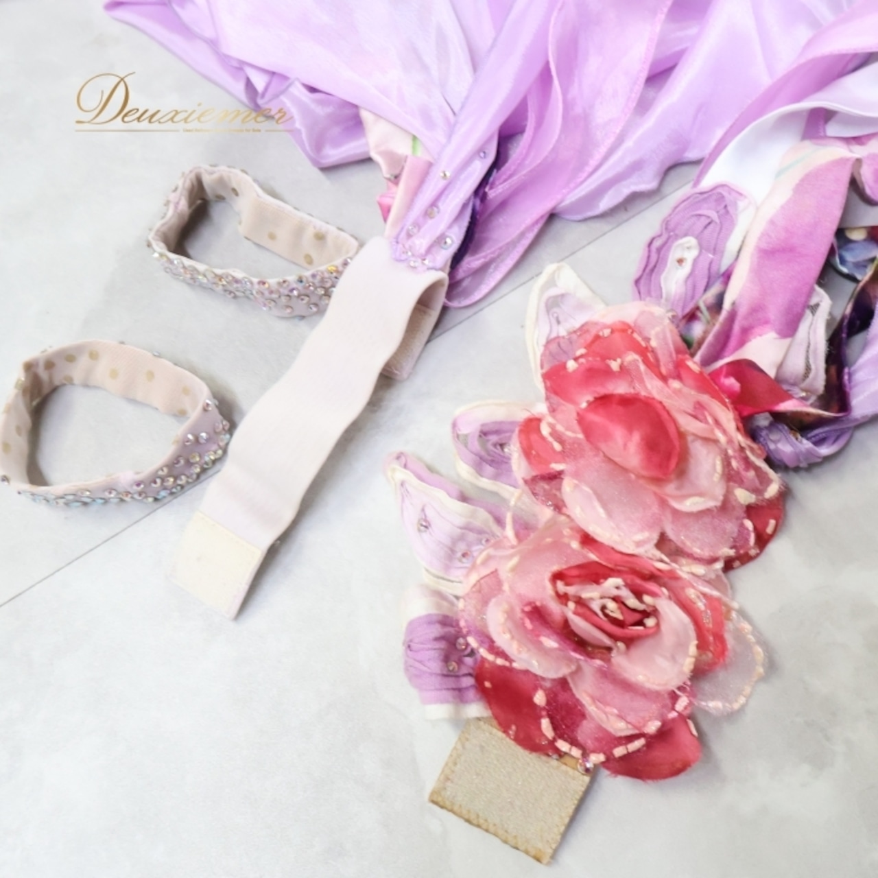 社交ダンス 衣装 エダスー edda hsu スタンダードドレス ピンクワンピース ドレス ピンク系 パープル系 ホワイト系 紫 ピンク 花柄 レース フロート デモ 競技 ダンス パーティ ゴージャス 華やか フォーマル パーティー 大人 上品 おしゃれ レディース 輝き 競技用 コスチューム