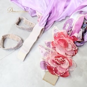 社交ダンス 衣装 エダスー edda hsu スタンダードドレス ピンクワンピース ドレス ピンク系 パープル系 ホワイト系 紫 ピンク 花柄 レース フロート デモ 競技 ダンス パーティ ゴージャス 華やか フォーマル パーティー 大人 上品 おしゃれ レディース 輝き 競技用 コスチューム