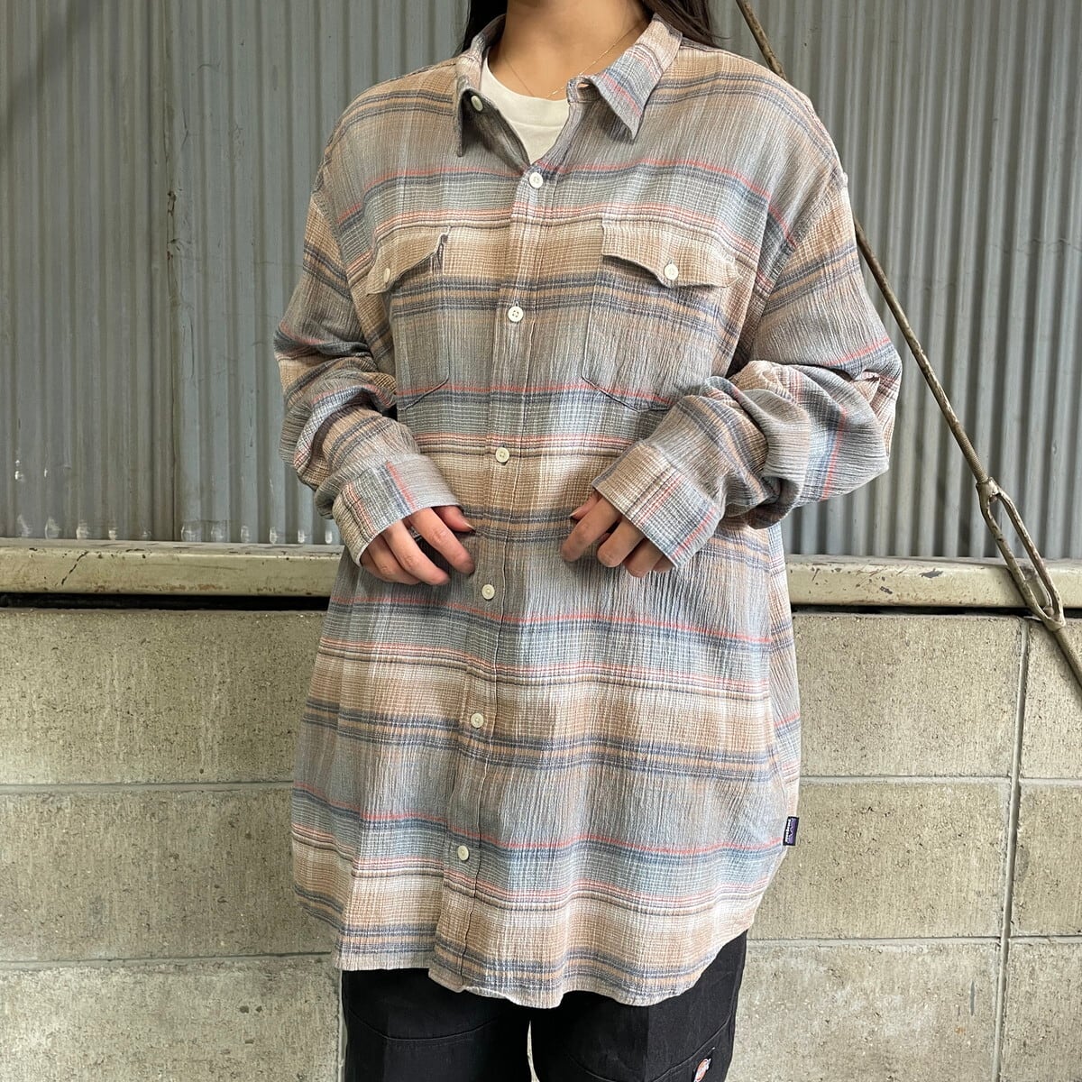 パタゴニア　PATAGONIA ネルシャツ　Lサイズ　グリーンカラー