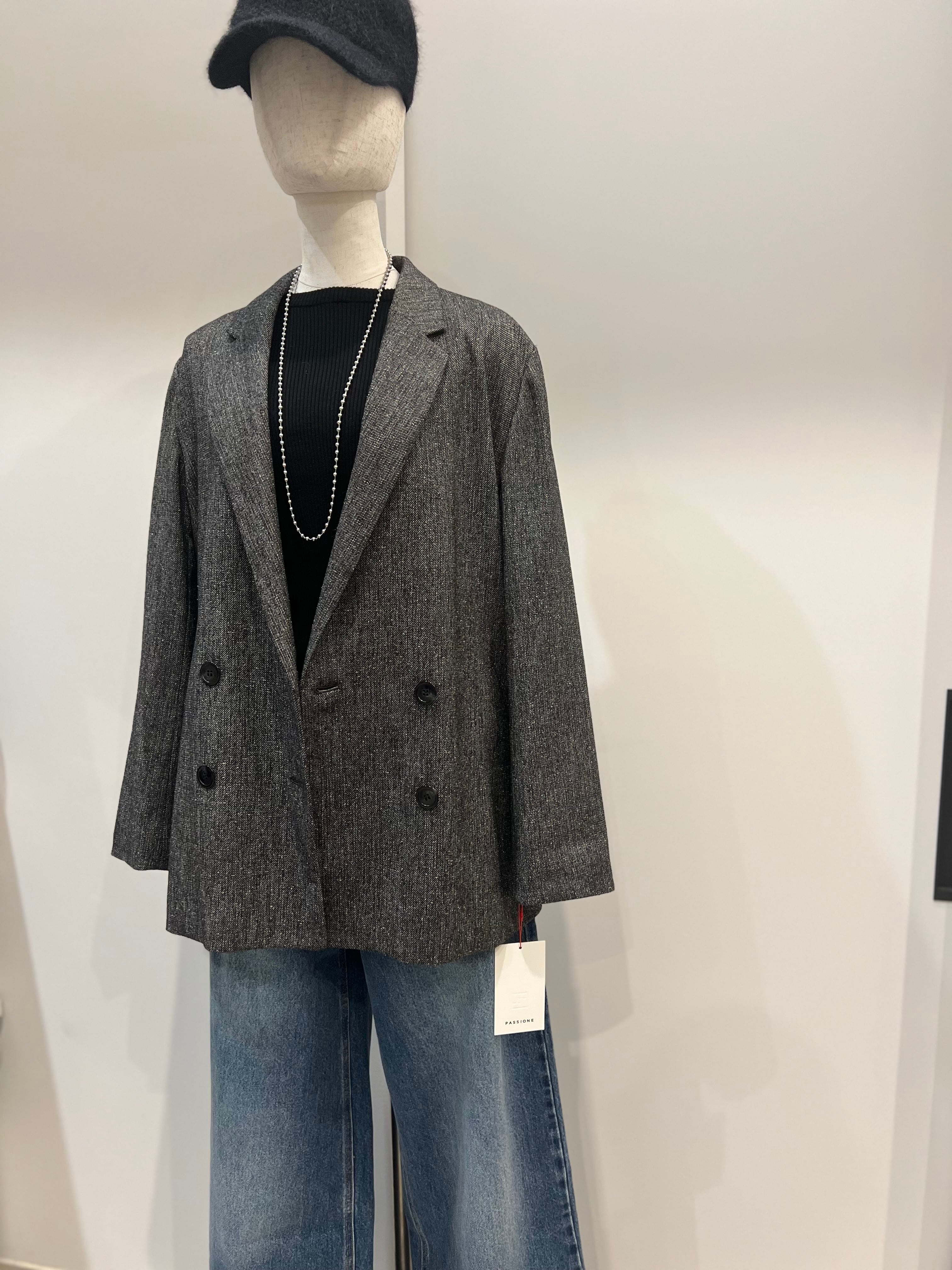【PASSIONE】セットアップ可 杢ツイード調ウール混ジャケット 536414
