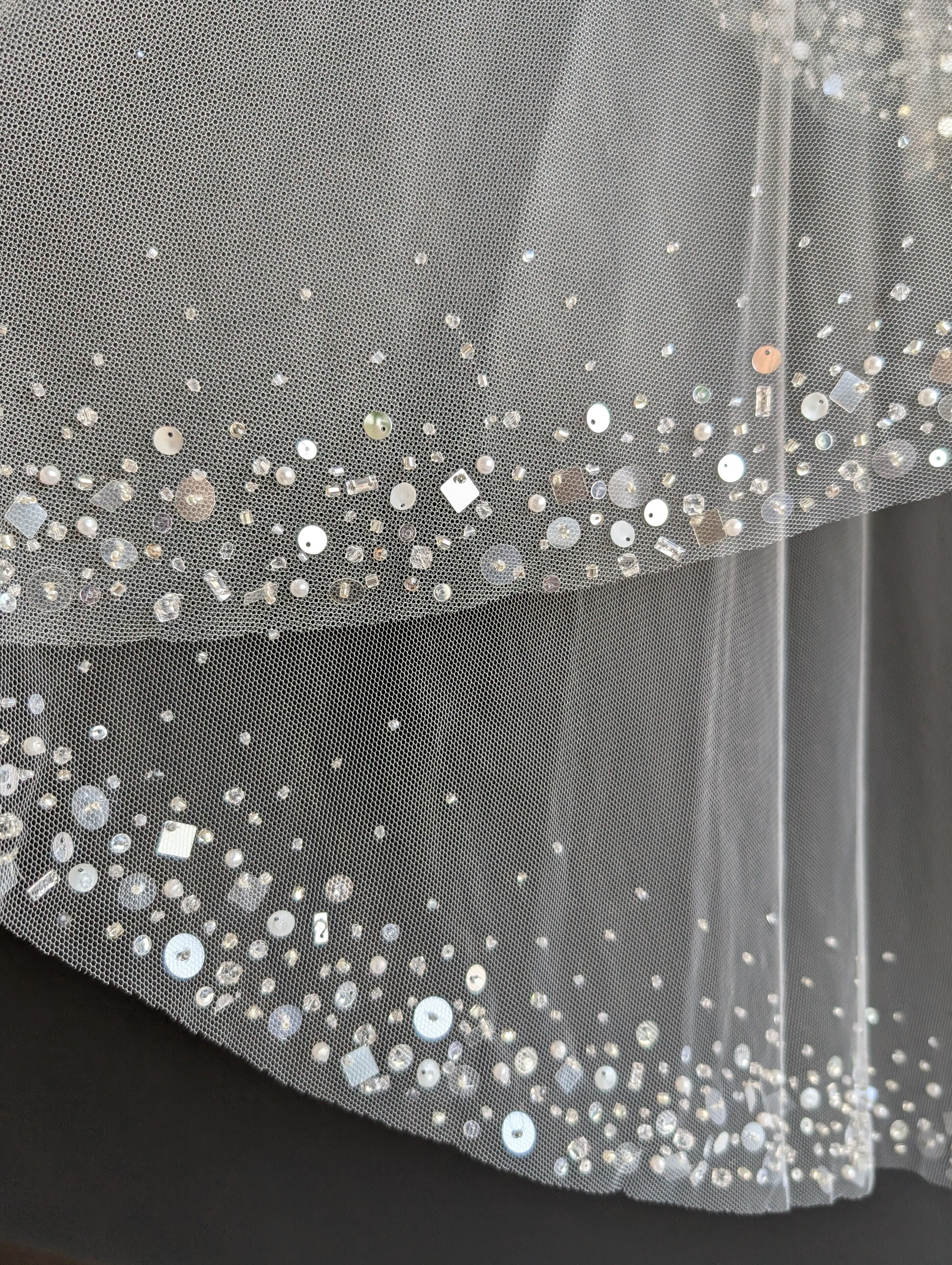 M size)キラキラビーズ刺繍ベール Wedding veil beads shiny design BV